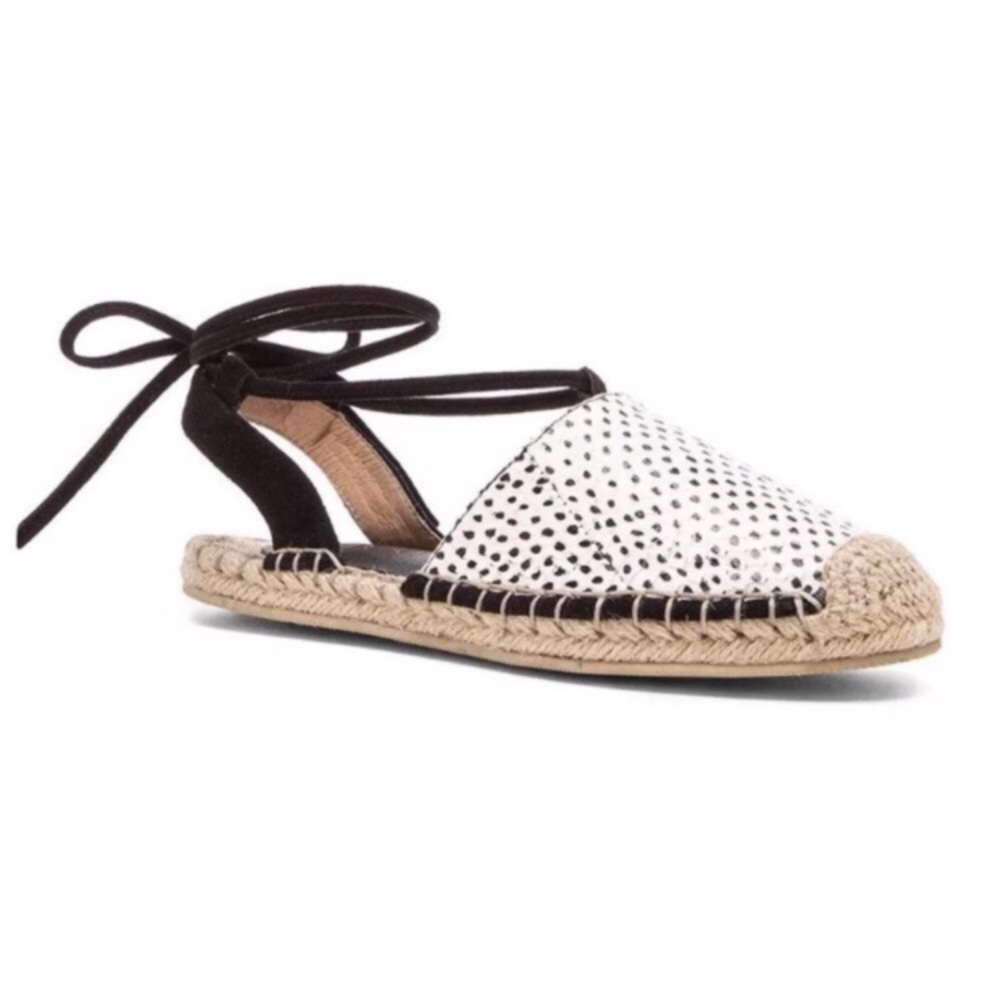 RAYE Polka Dot Black white Dani Tie Up Espadrilles